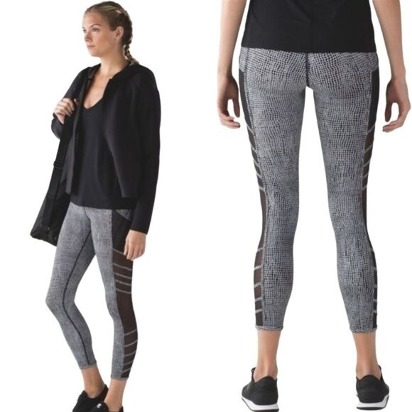 Lululemon Athletica Womens Wild and Free Tights Leggings Mesh Pockets Net 10 - Picture 1 of 8